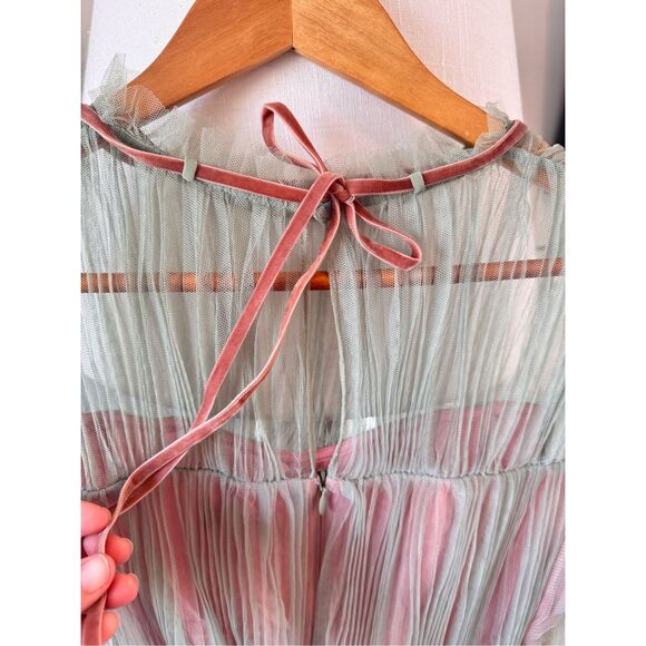 ME+EM Women's Green Layered Tulle Top With Tie Size 8 - Picture 6 of 9